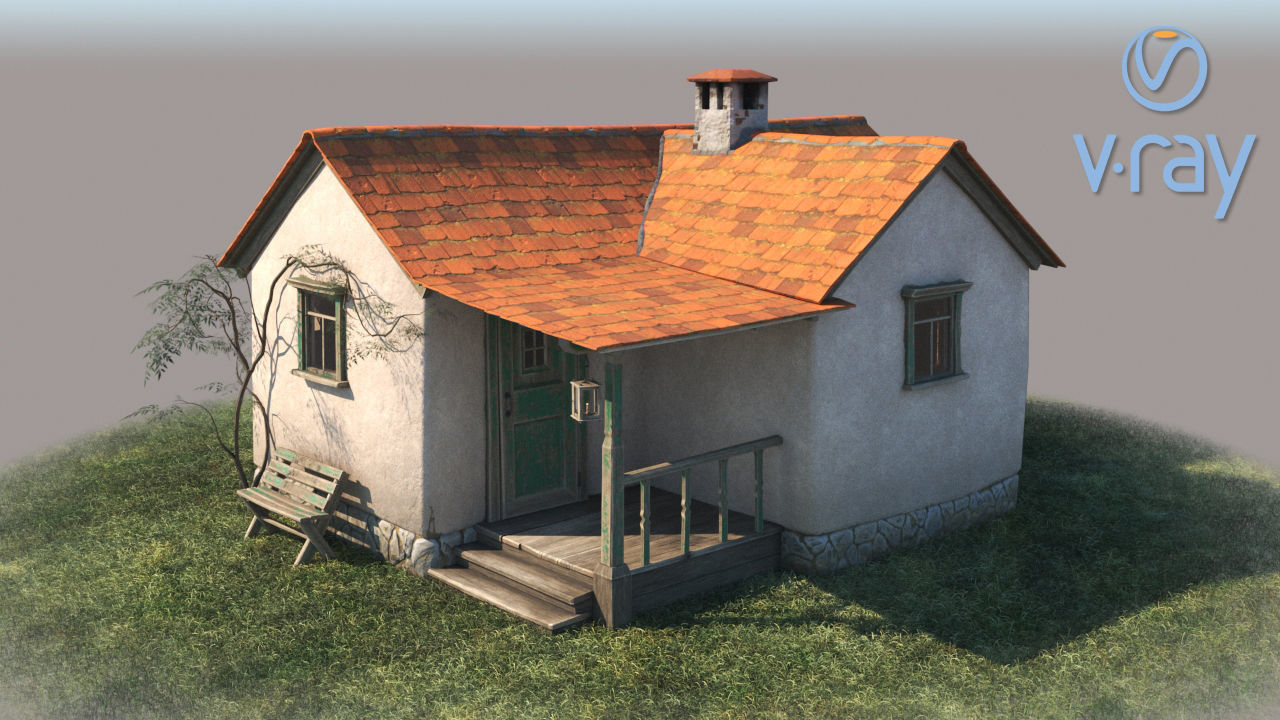 Country Cottage Free low-poly 3D model_2