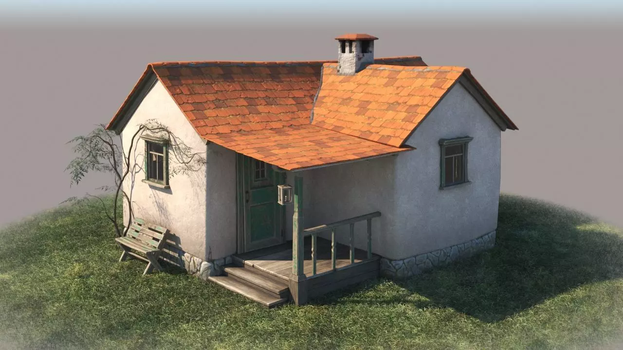 Country Cottage Free low-poly 3D model_0