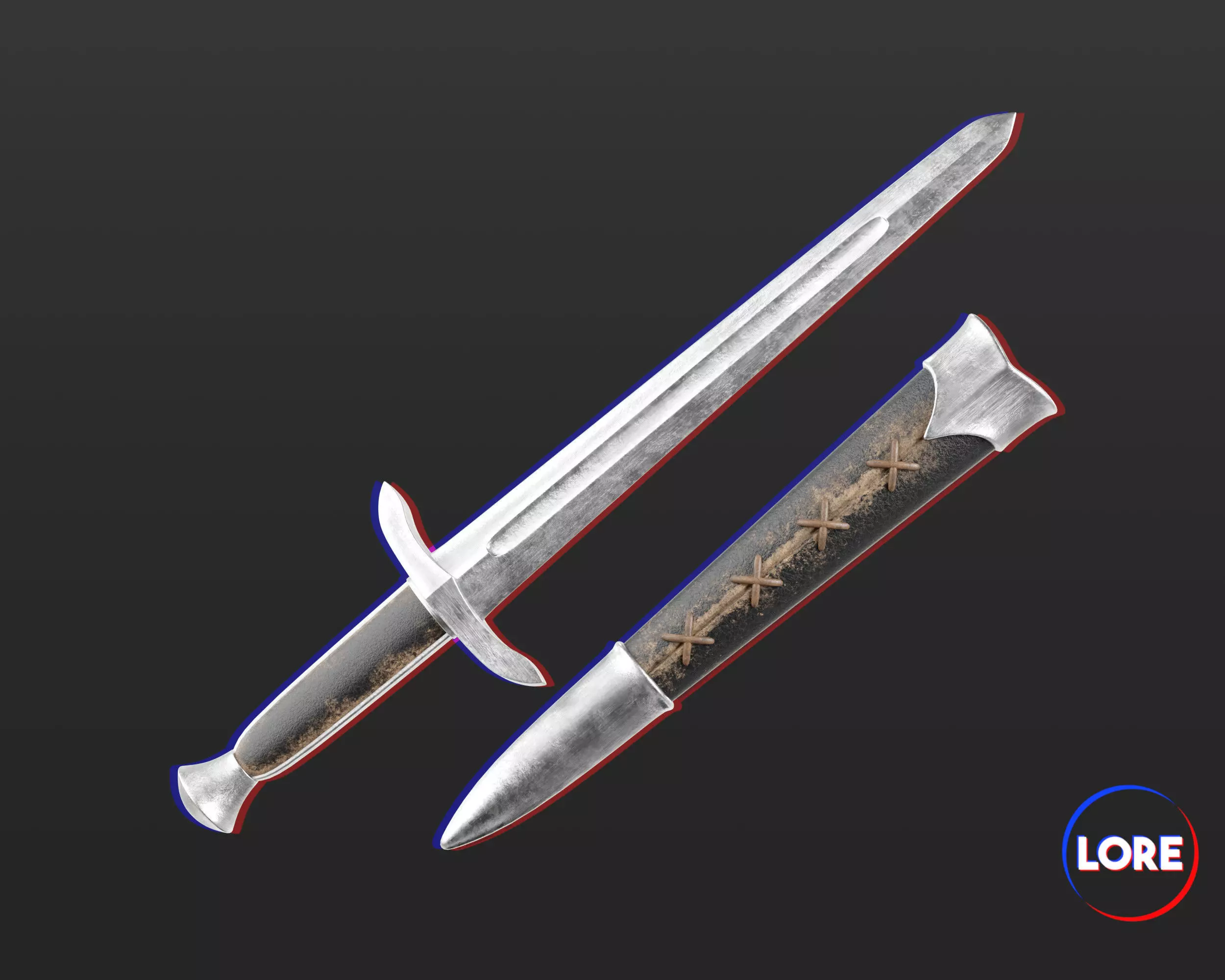 Medieval Elegant Weapon Dagger Low-poly 3D model_0