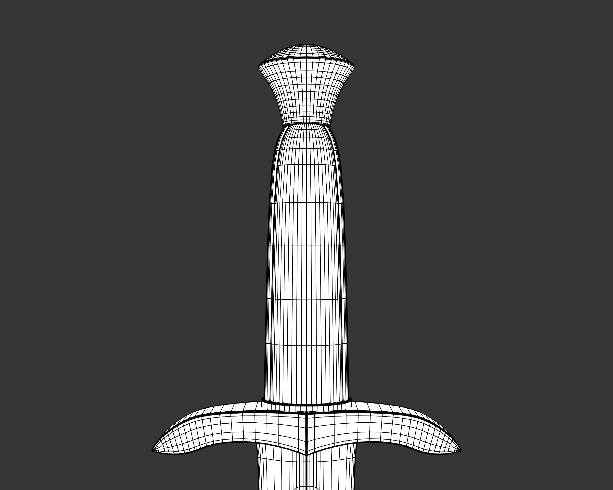 Medieval Elegant Weapon Dagger Low-poly 3D model_14