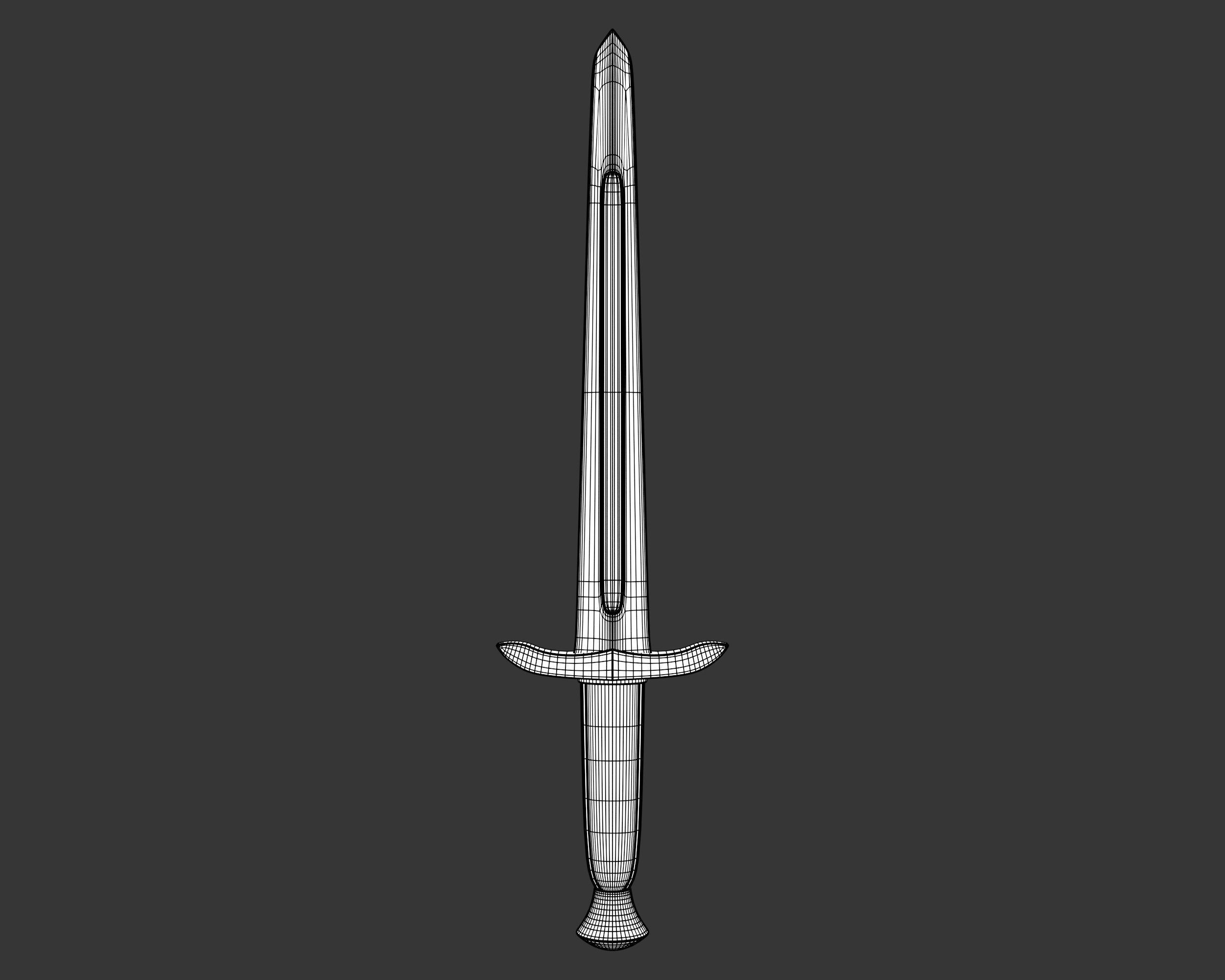 Medieval Elegant Weapon Dagger Low-poly 3D model_5