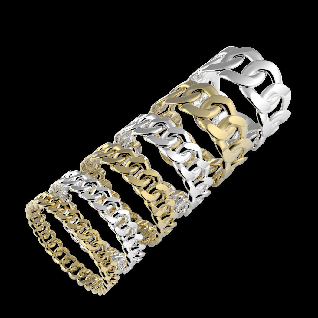 Assorted Cuban Link Band Ring 3D print model_2