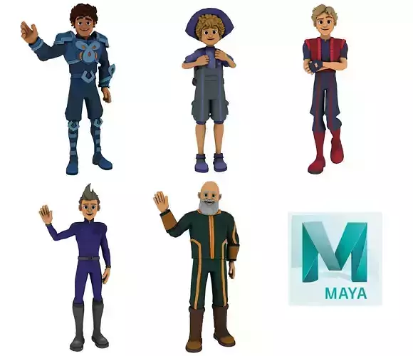Rigged Characters Pack - 5 characters 3D Model Collection