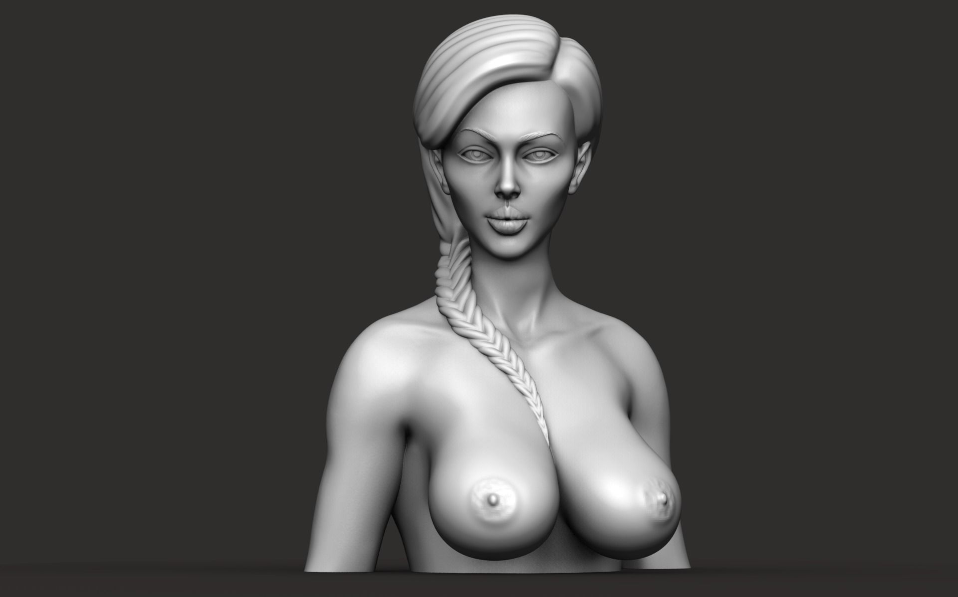 Female bust nude 3D print model_1