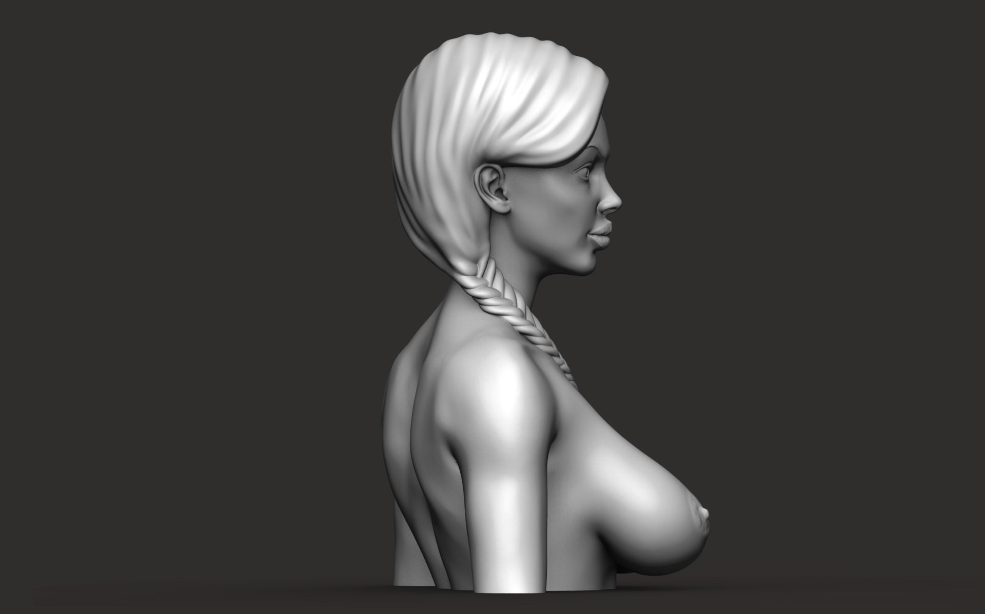 Female bust nude 3D print model_5