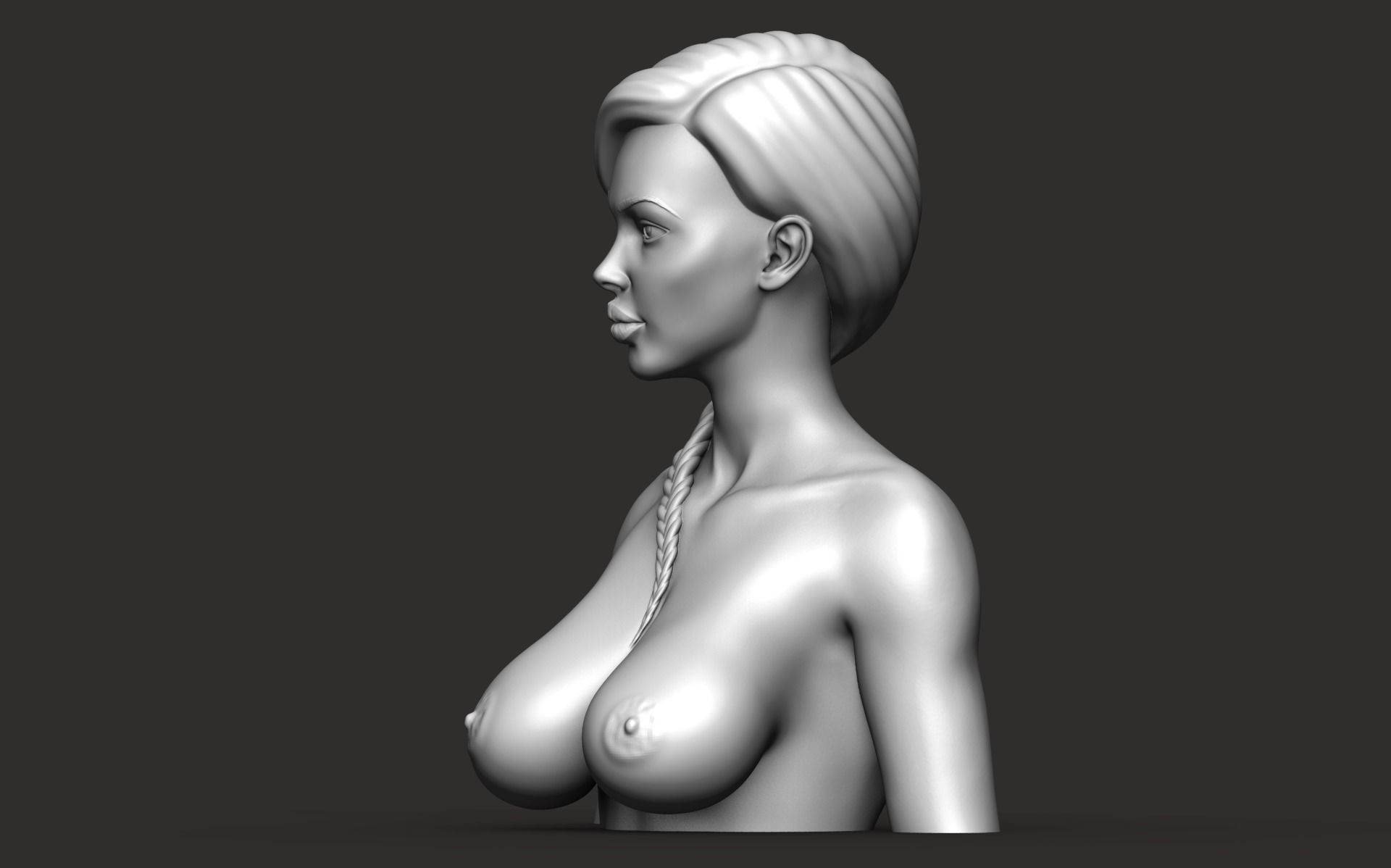Female bust nude 3D print model_3