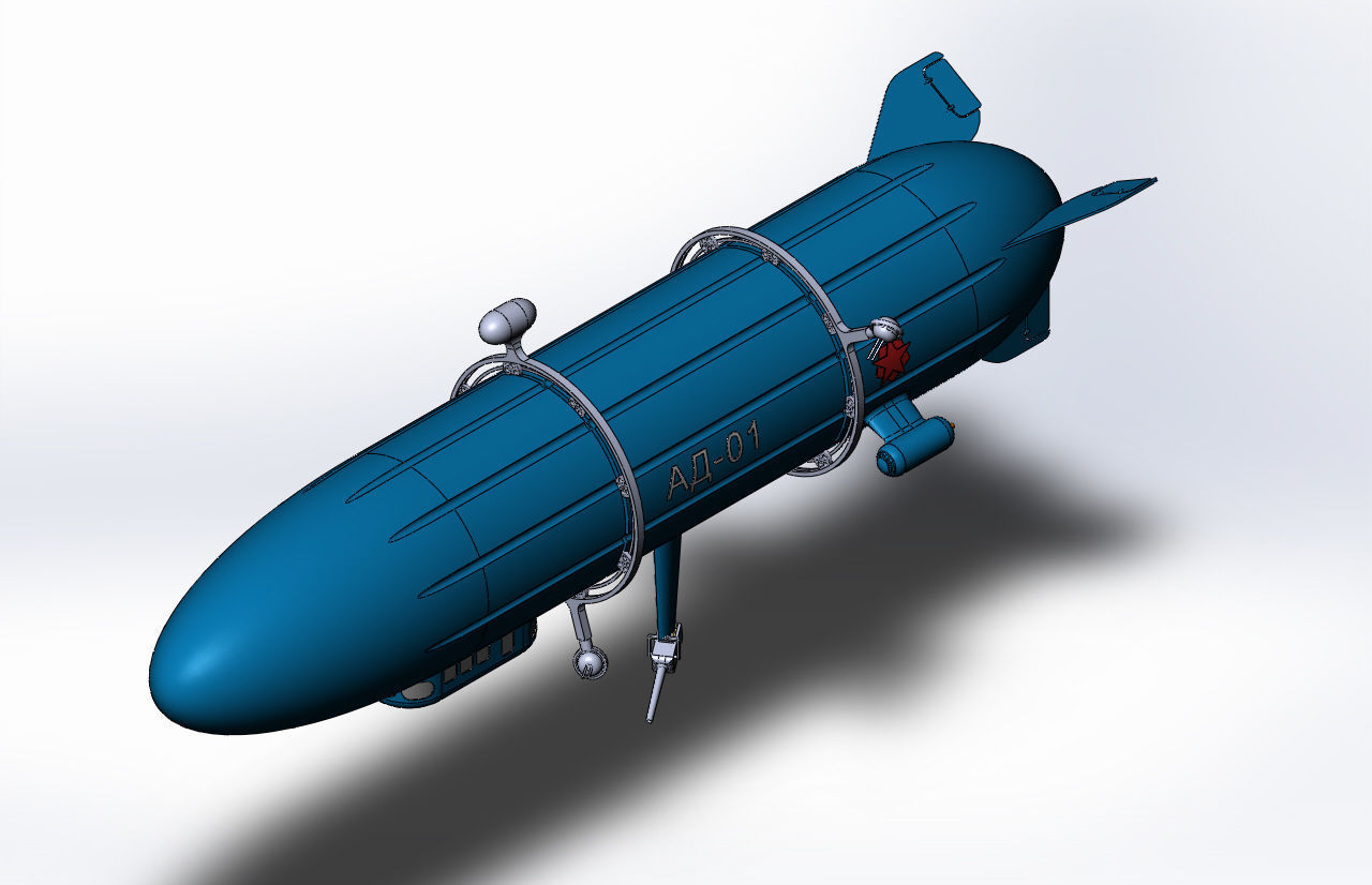 Dirigible-artillery submarine 3D print model_4