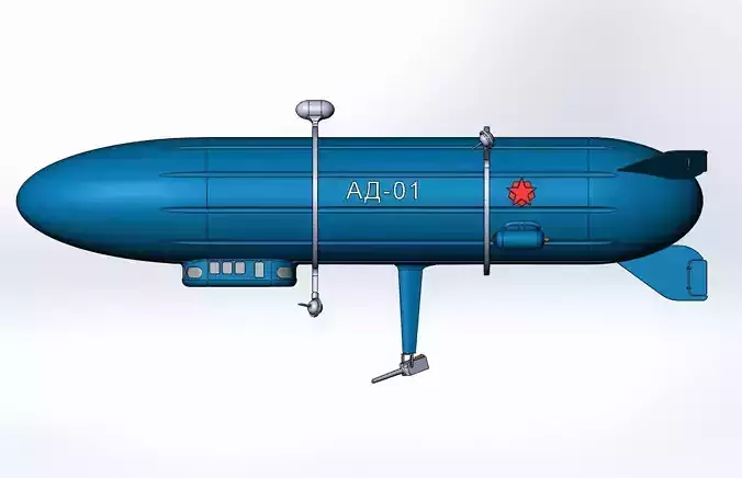 Dirigible-artillery submarine 3D print model