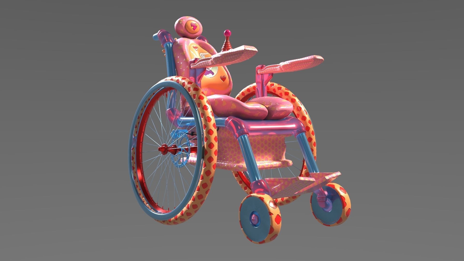Wheelchair wooden 3D model_52