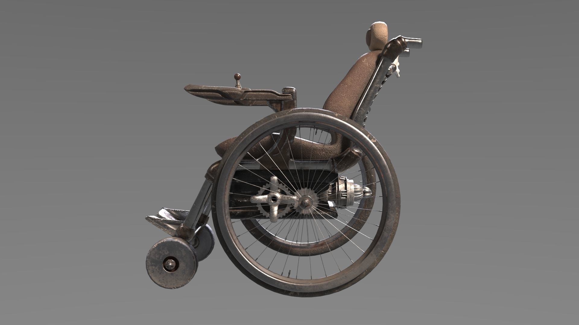 Wheelchair wooden 3D model_6