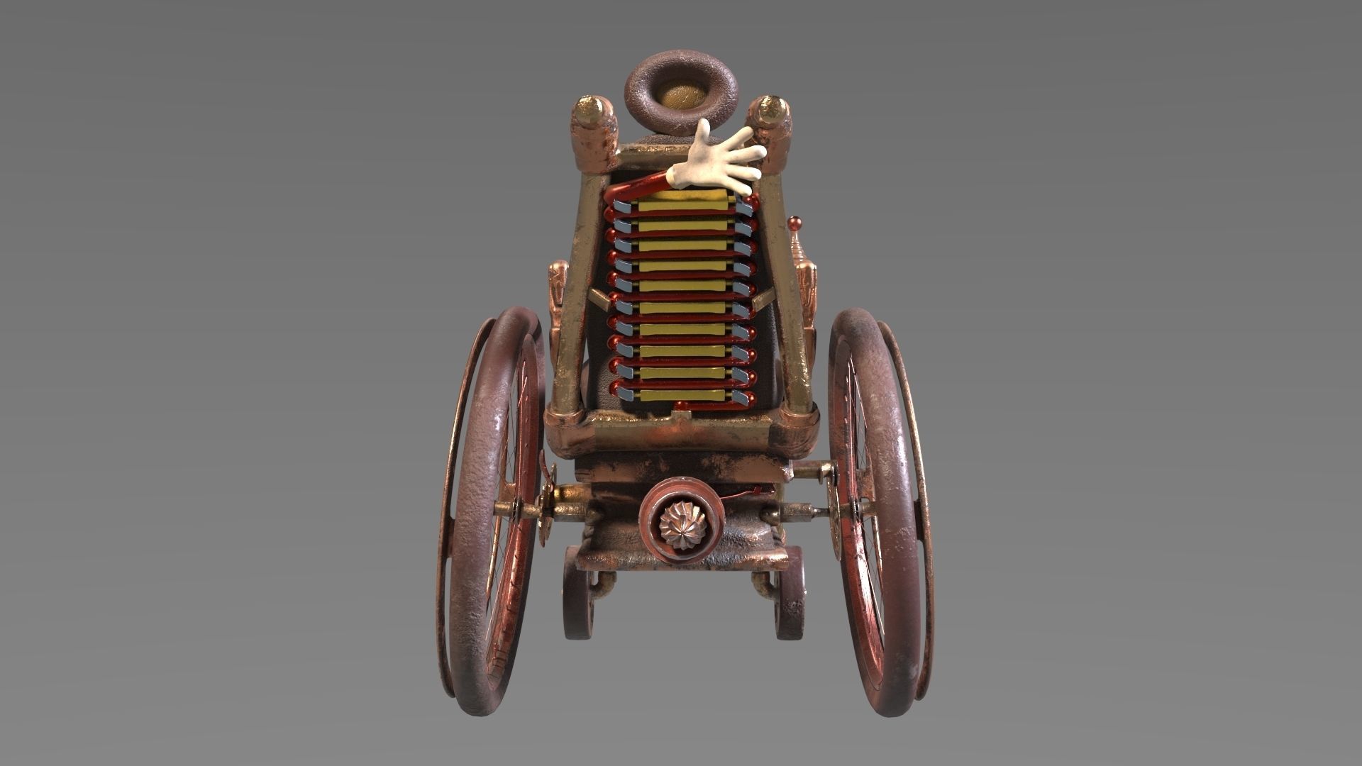 Wheelchair wooden 3D model_16