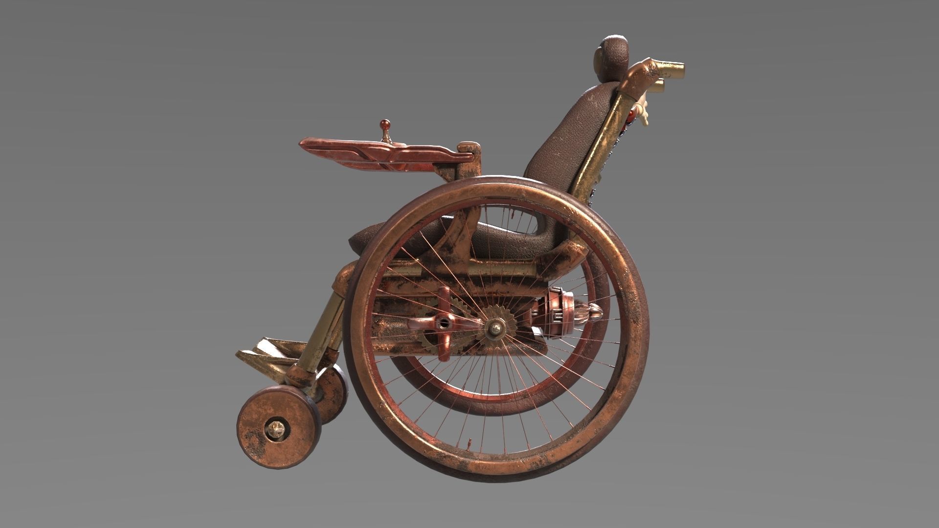Wheelchair wooden 3D model_15