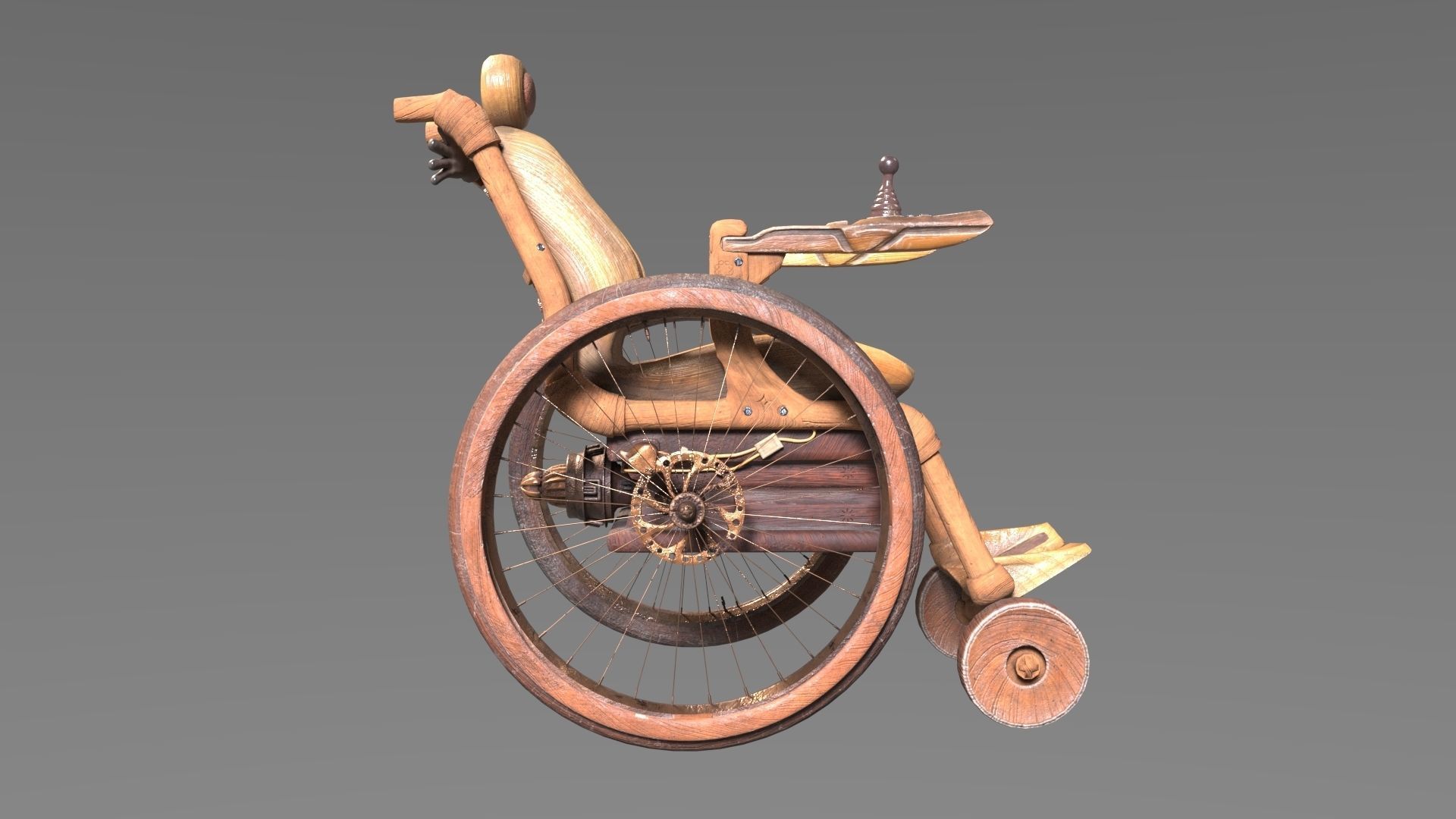 Wheelchair wooden 3D model_34