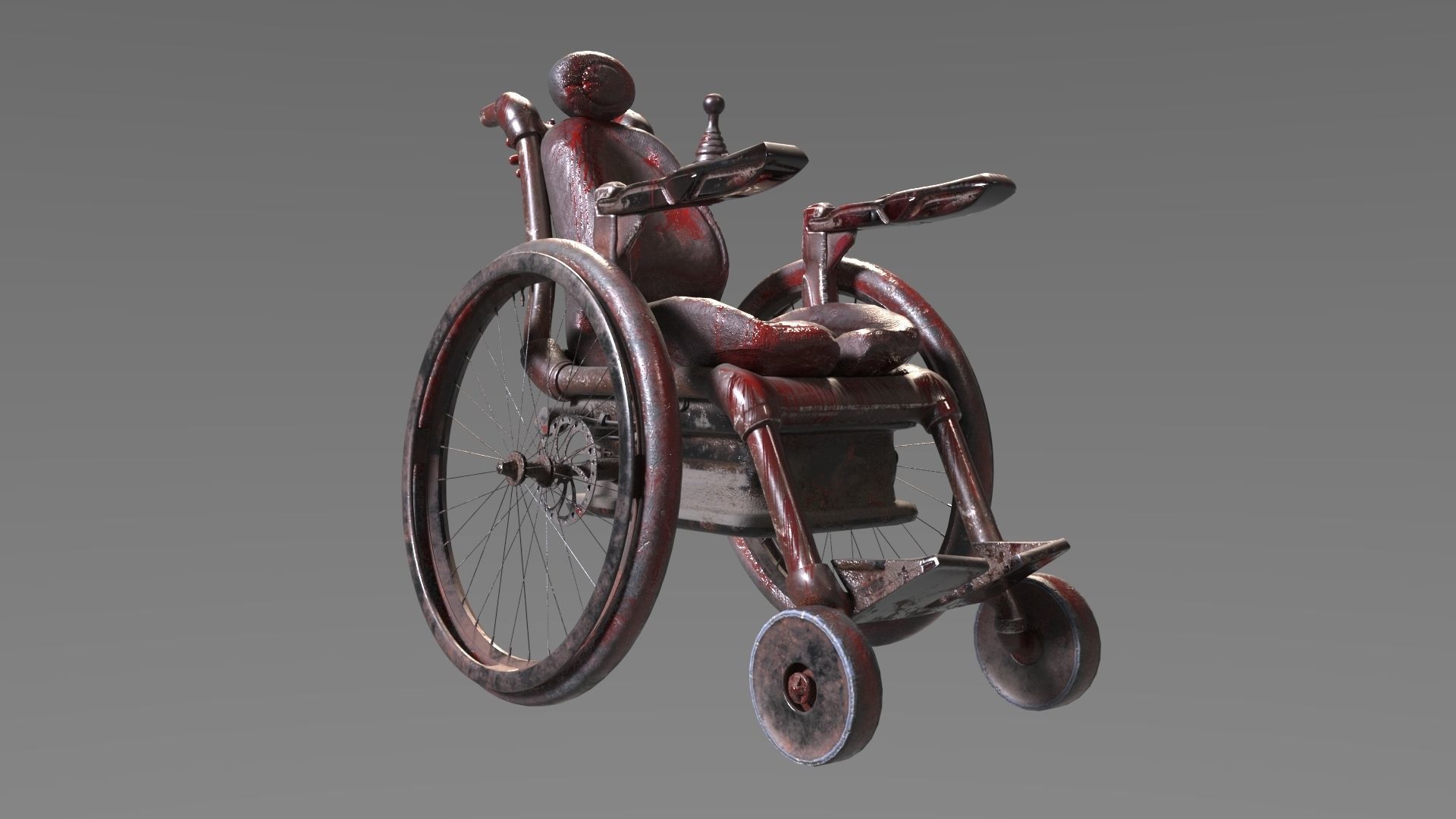 Wheelchair wooden 3D model_63