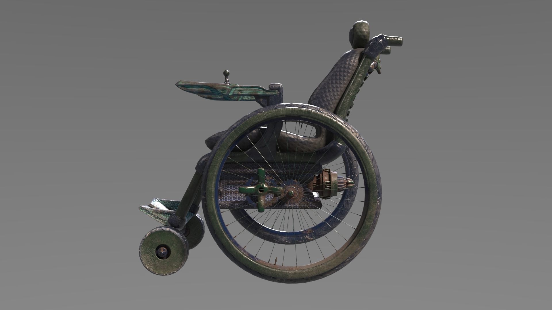 Wheelchair wooden 3D model_49