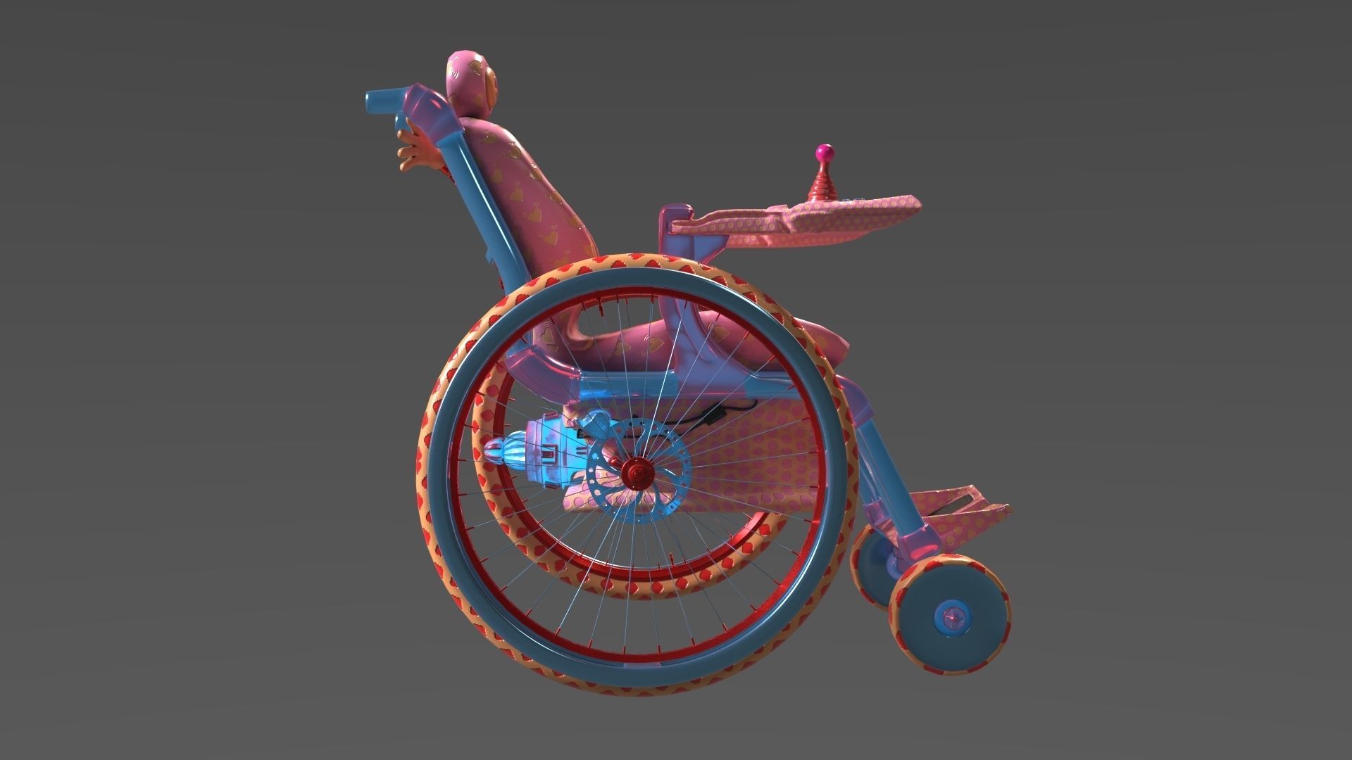 Wheelchair wooden 3D model_33