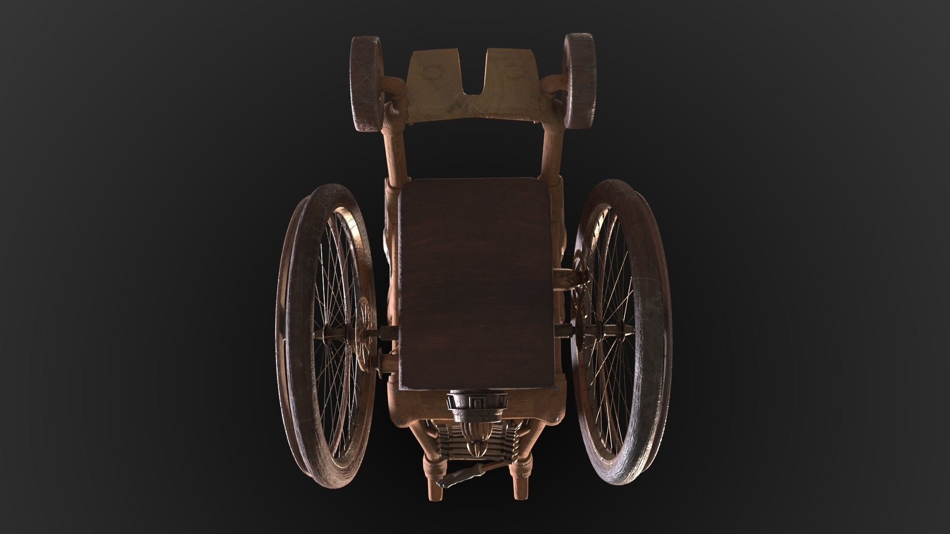 Wheelchair wooden 3D model_37