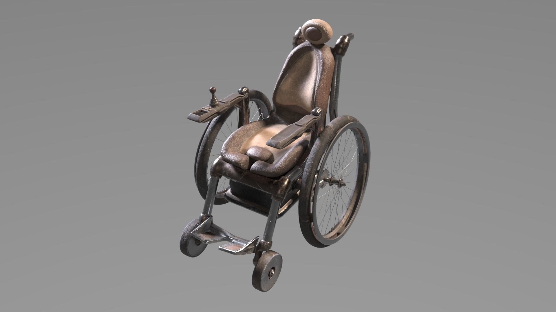 Wheelchair wooden 3D model_4