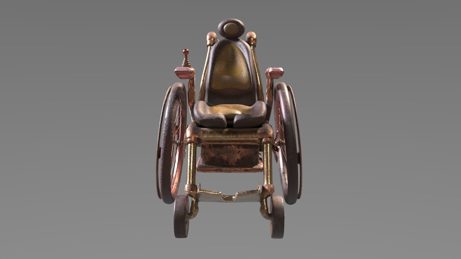 Wheelchair wooden 3D model_14