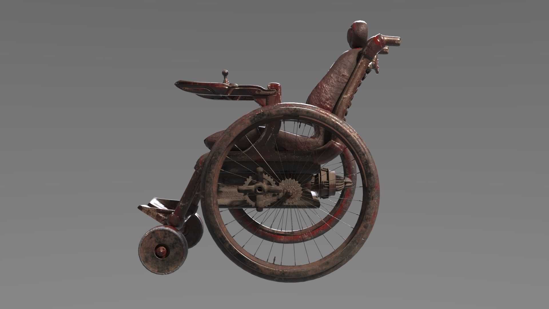 Wheelchair wooden 3D model_62