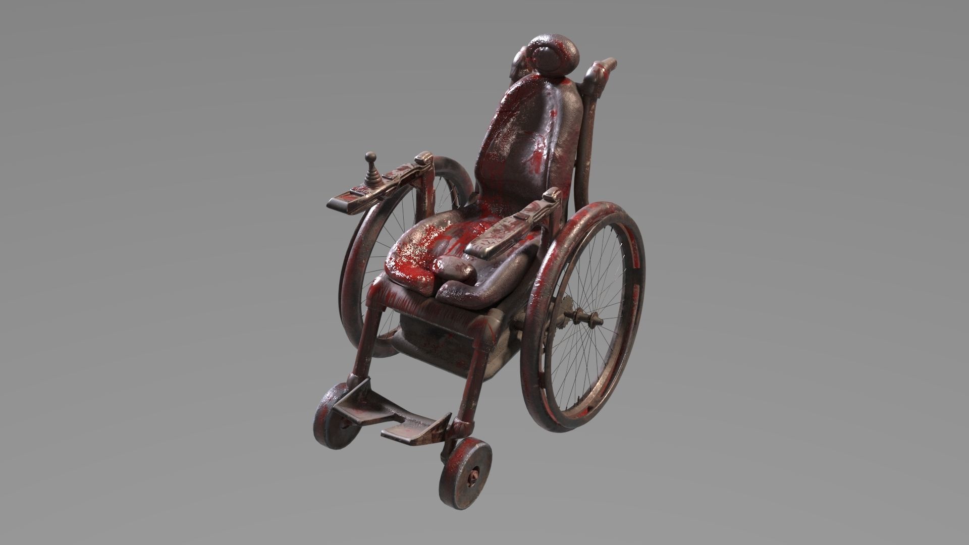 Wheelchair wooden 3D model_66