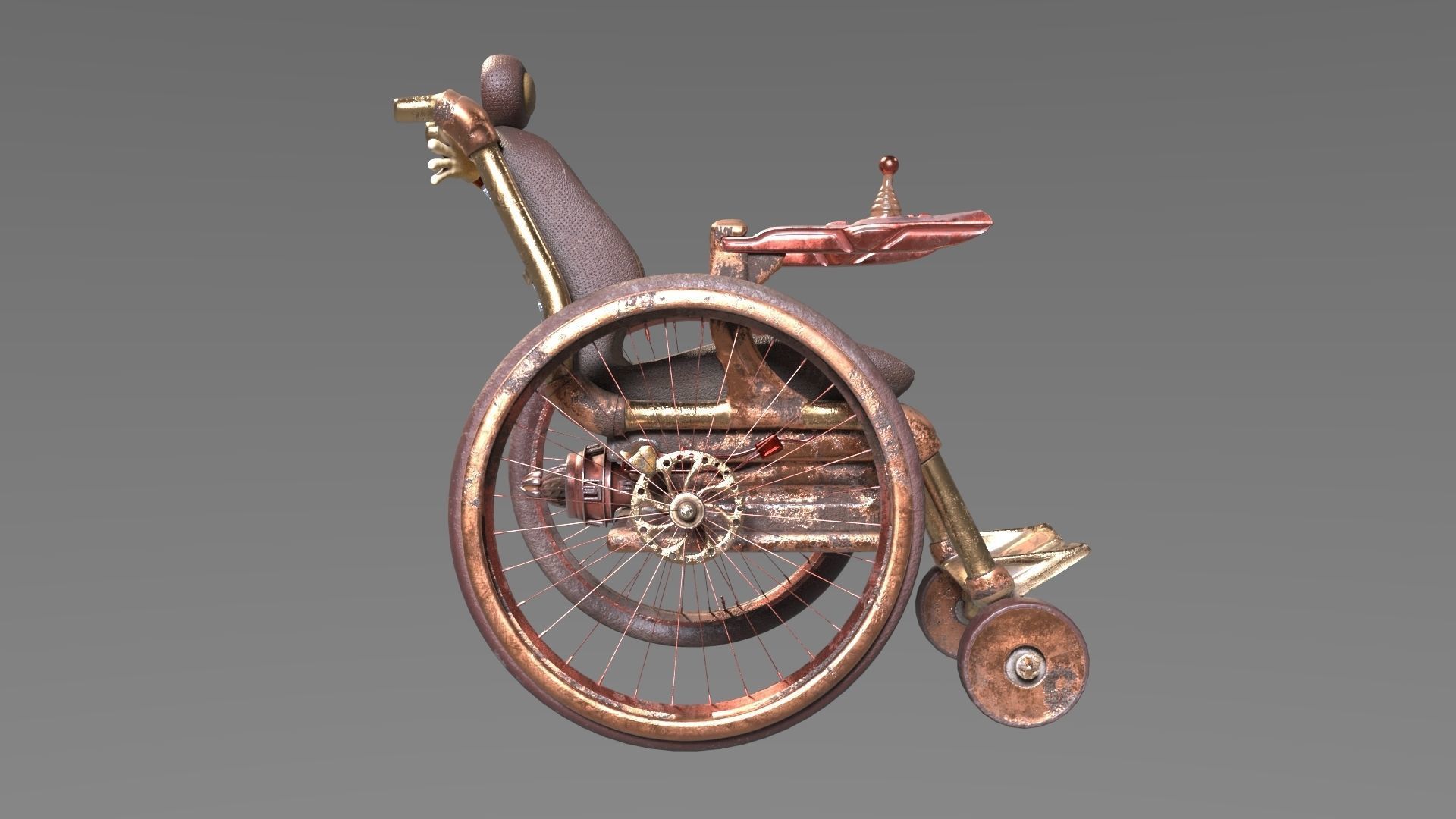 Wheelchair wooden 3D model_17