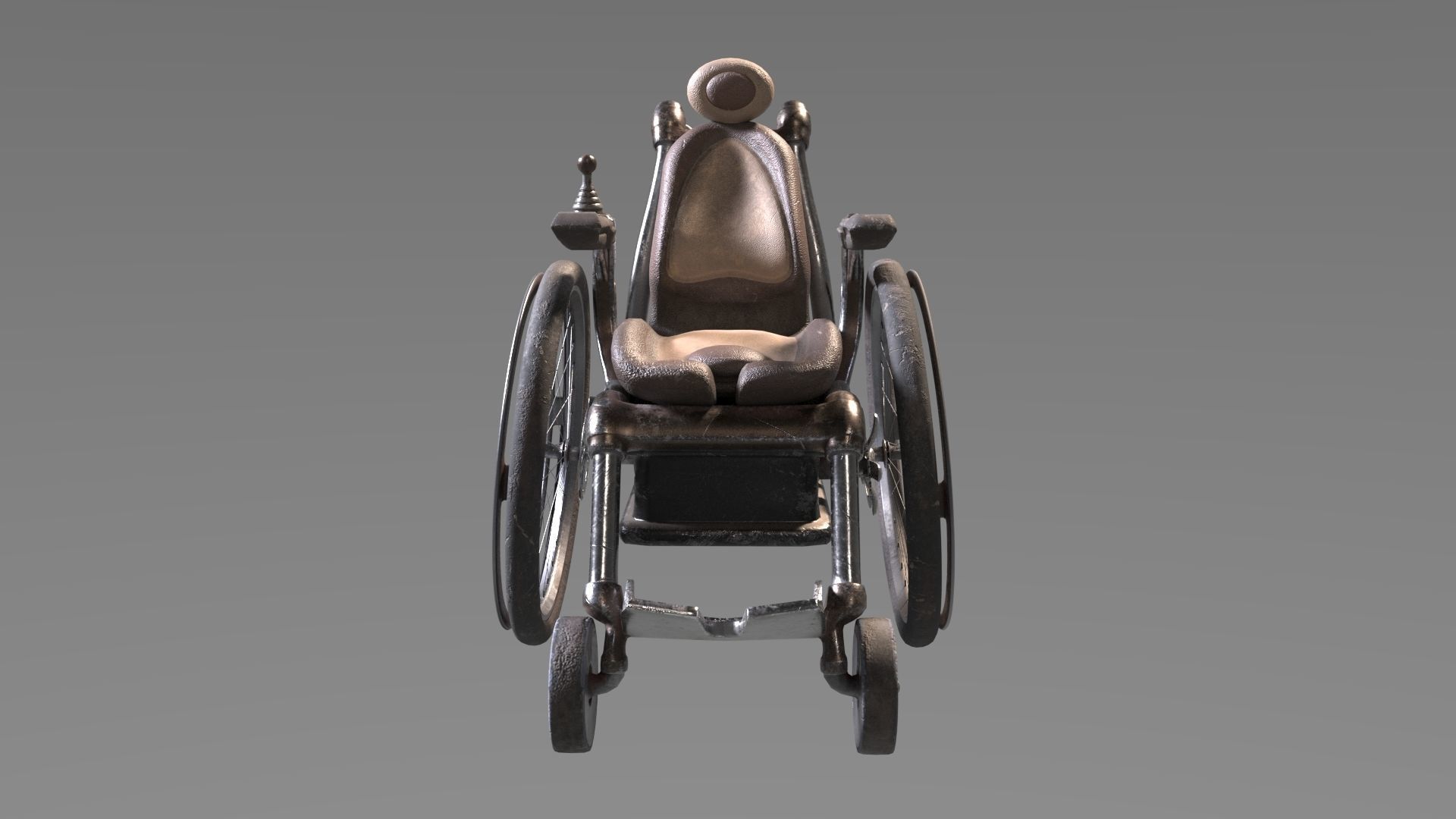 Wheelchair wooden 3D model_7