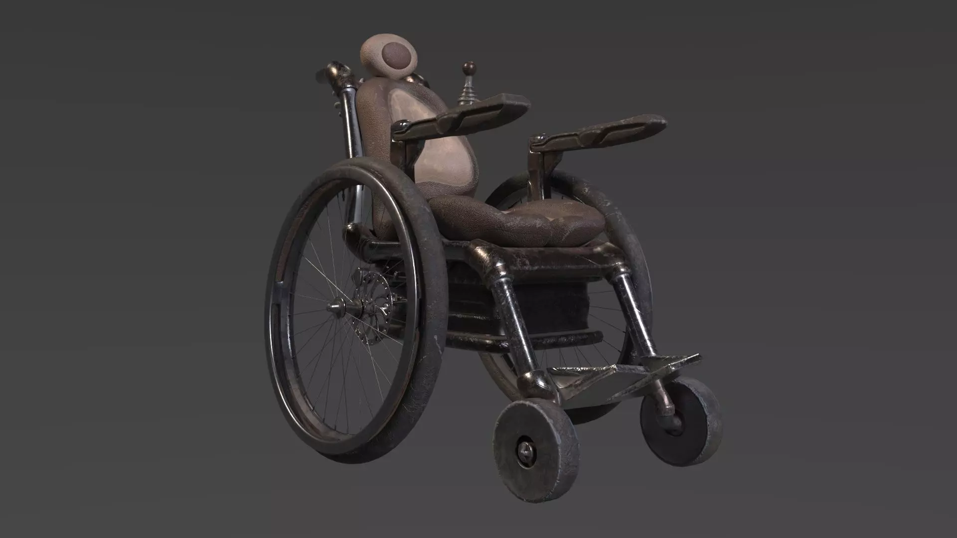 Wheelchair wooden 3D model_0