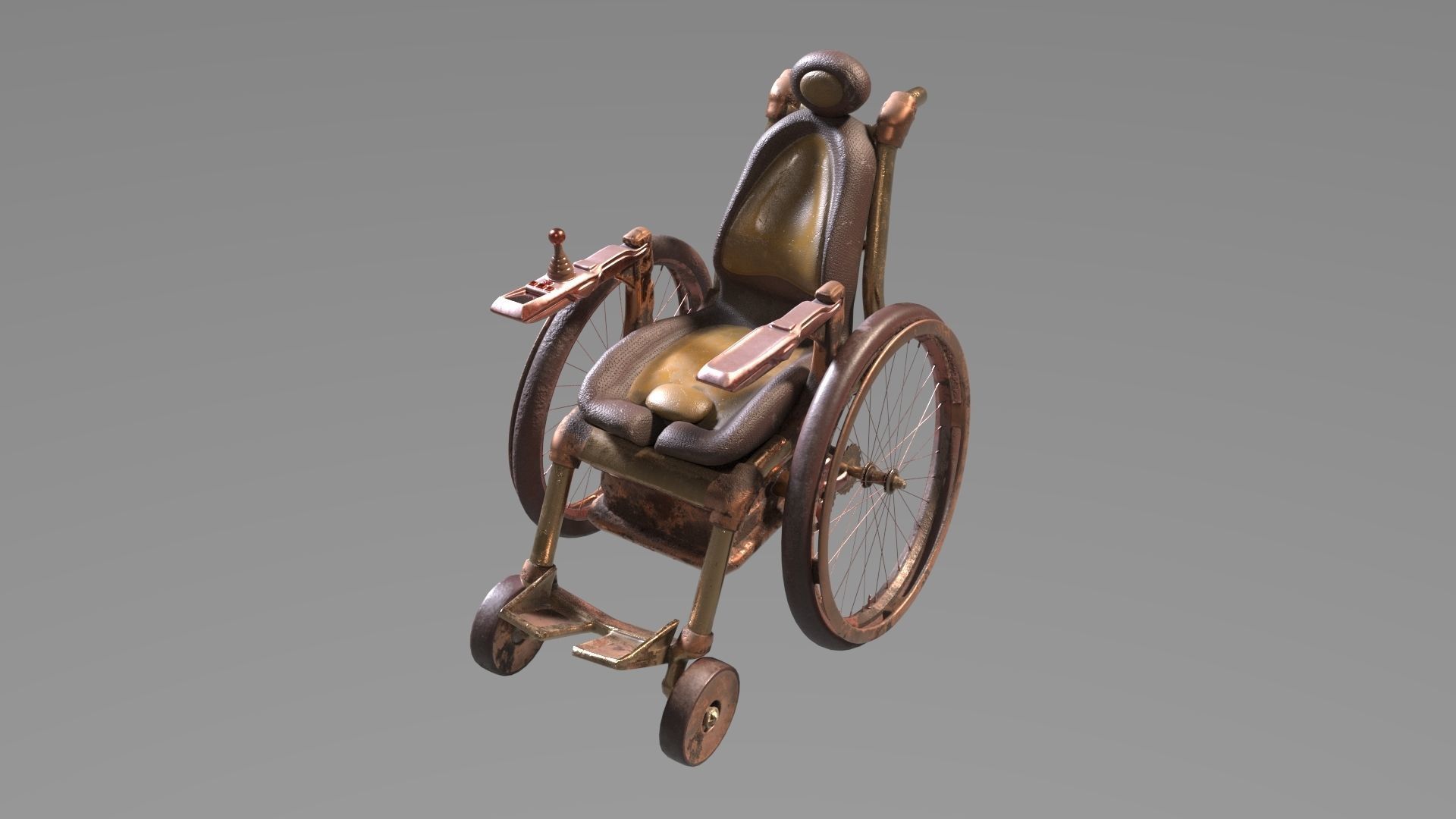 Wheelchair wooden 3D model_19