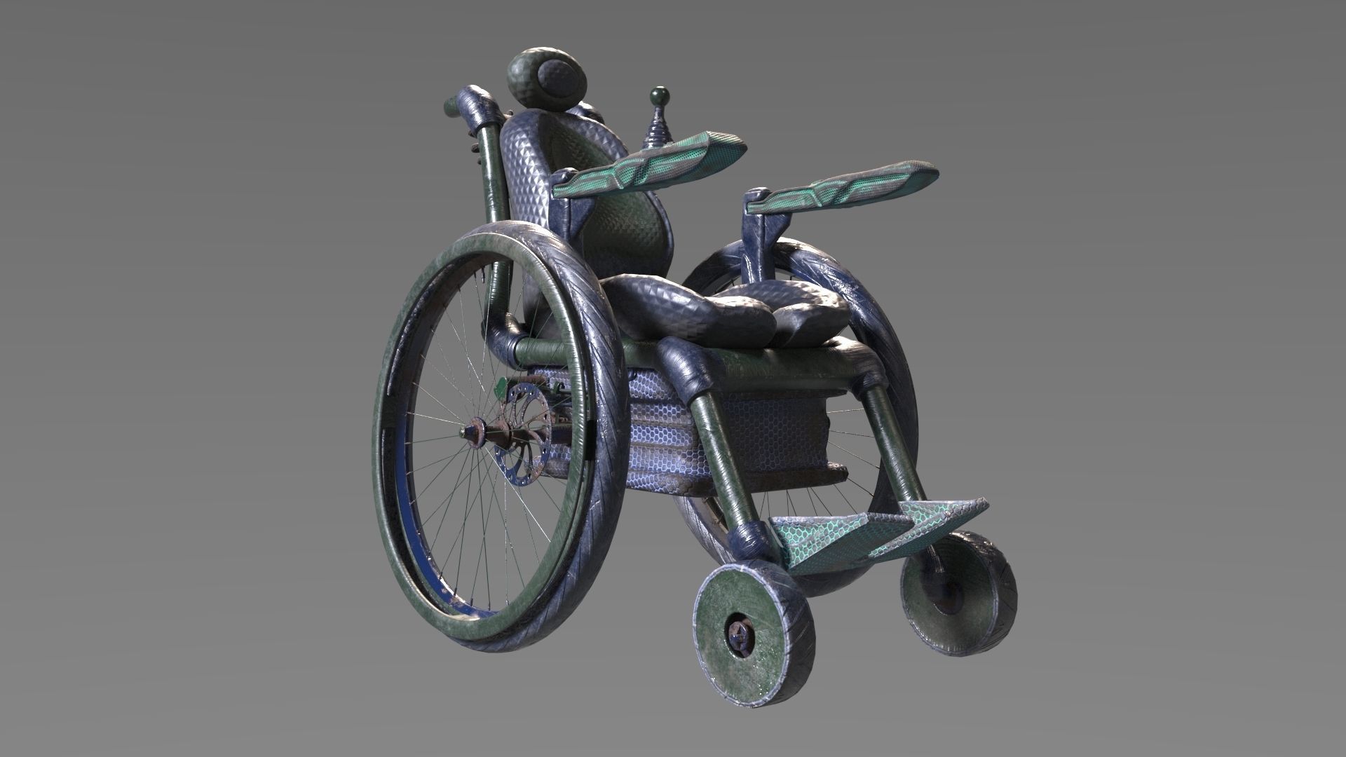 Wheelchair wooden 3D model_44