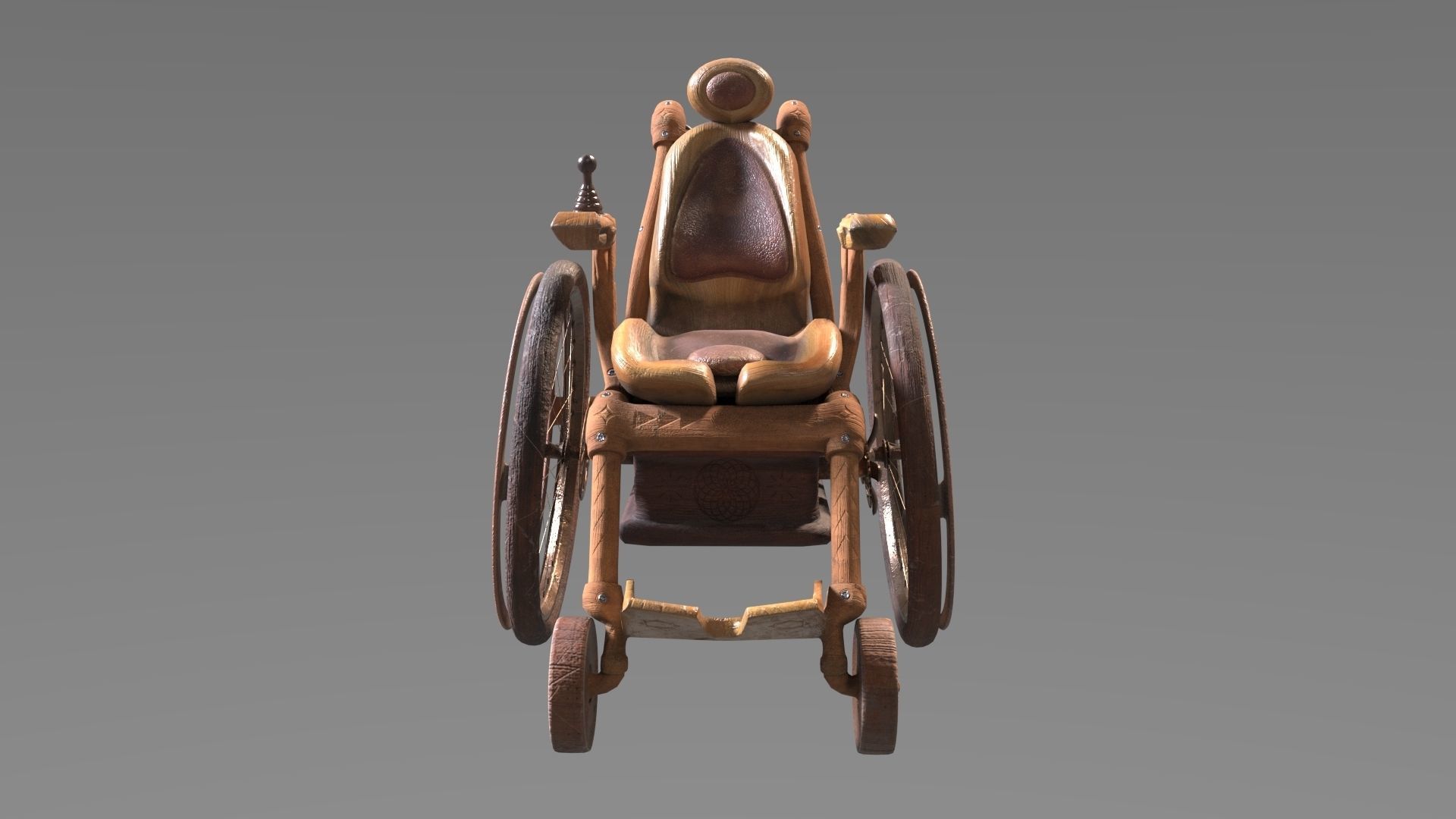 Wheelchair wooden 3D model_26
