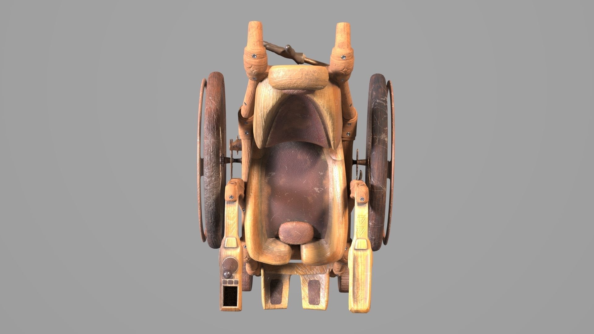 Wheelchair wooden 3D model_35