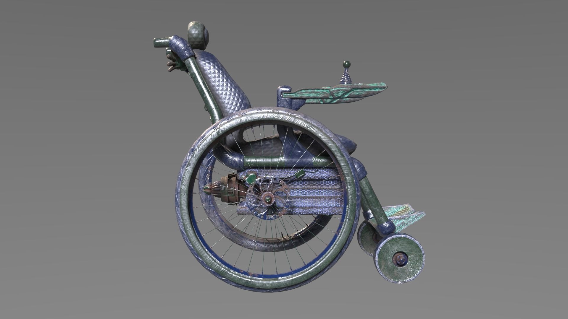 Wheelchair wooden 3D model_43