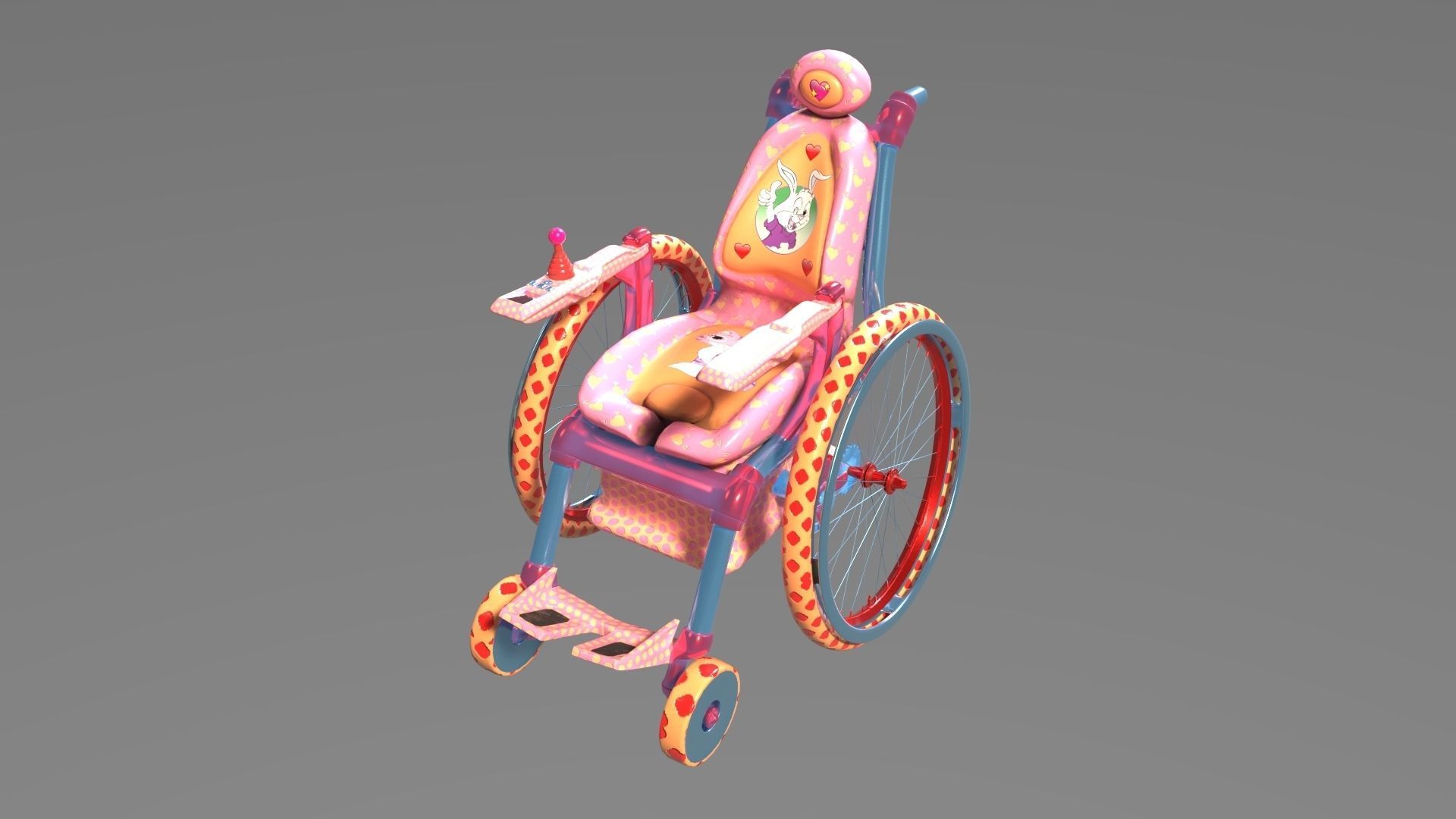 Wheelchair wooden 3D model_29