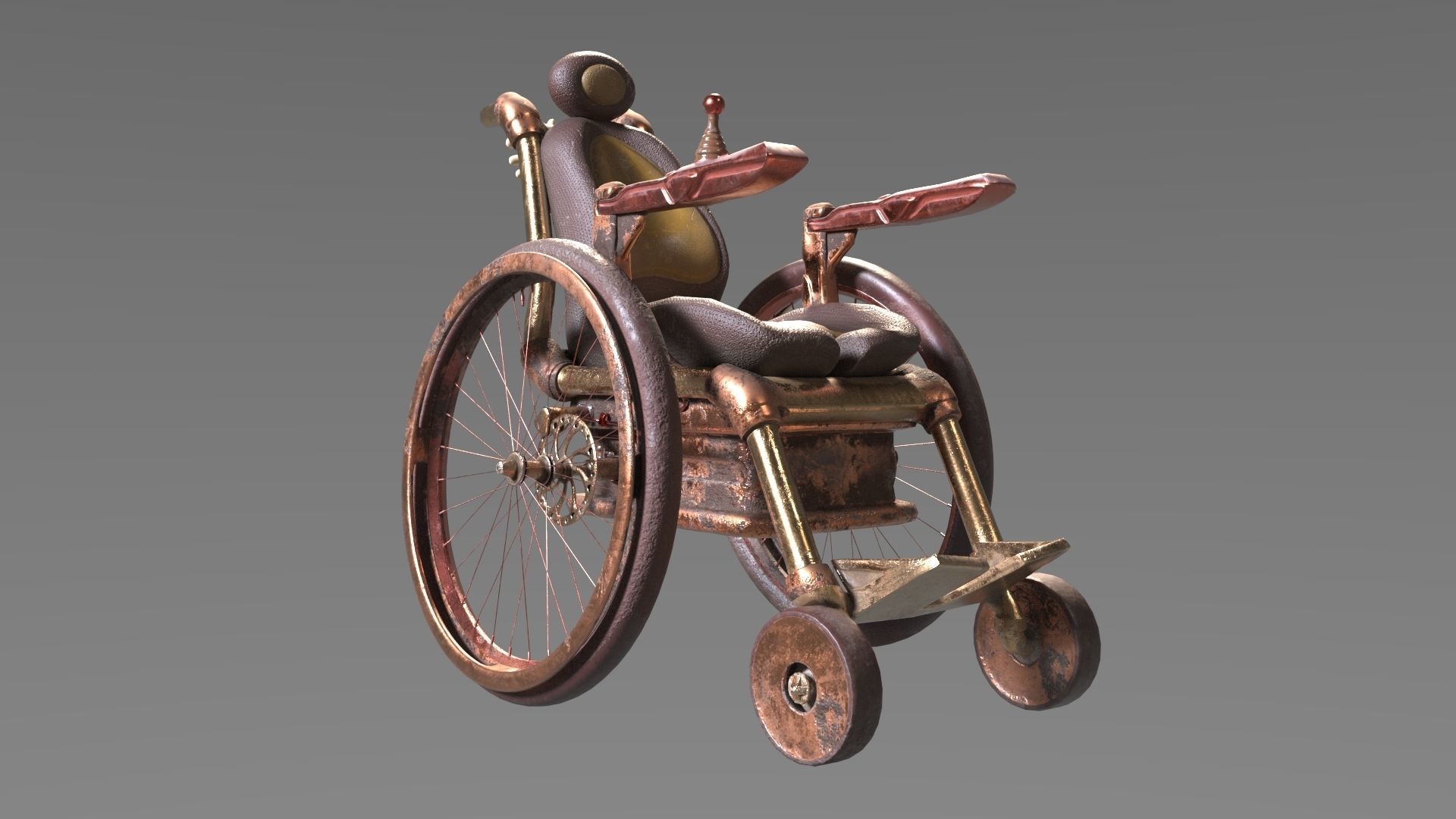 Wheelchair wooden 3D model_18