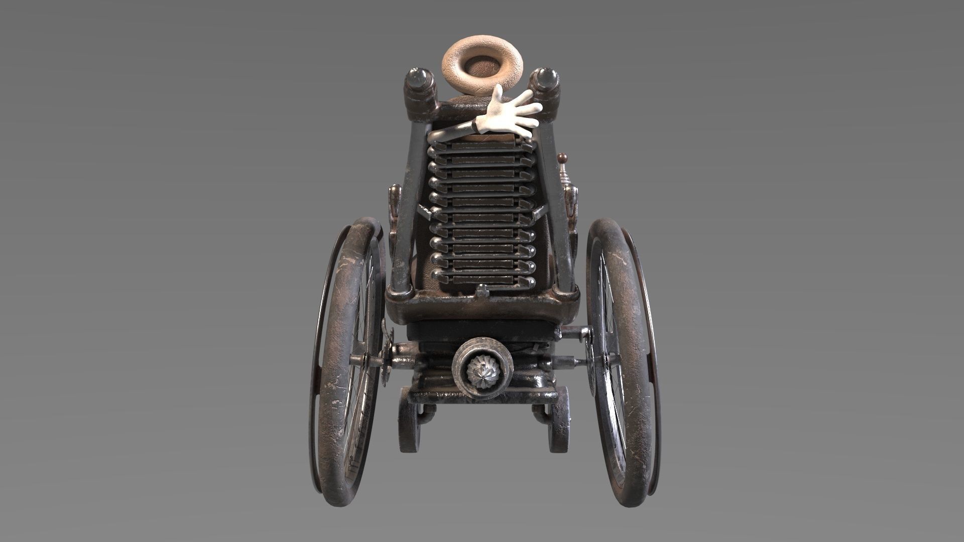 Wheelchair wooden 3D model_5