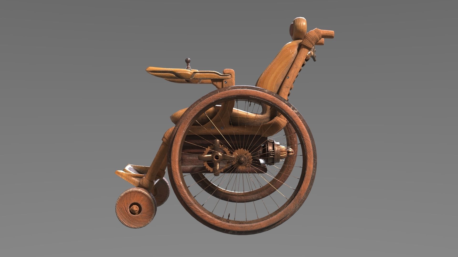 Wheelchair wooden 3D model_31