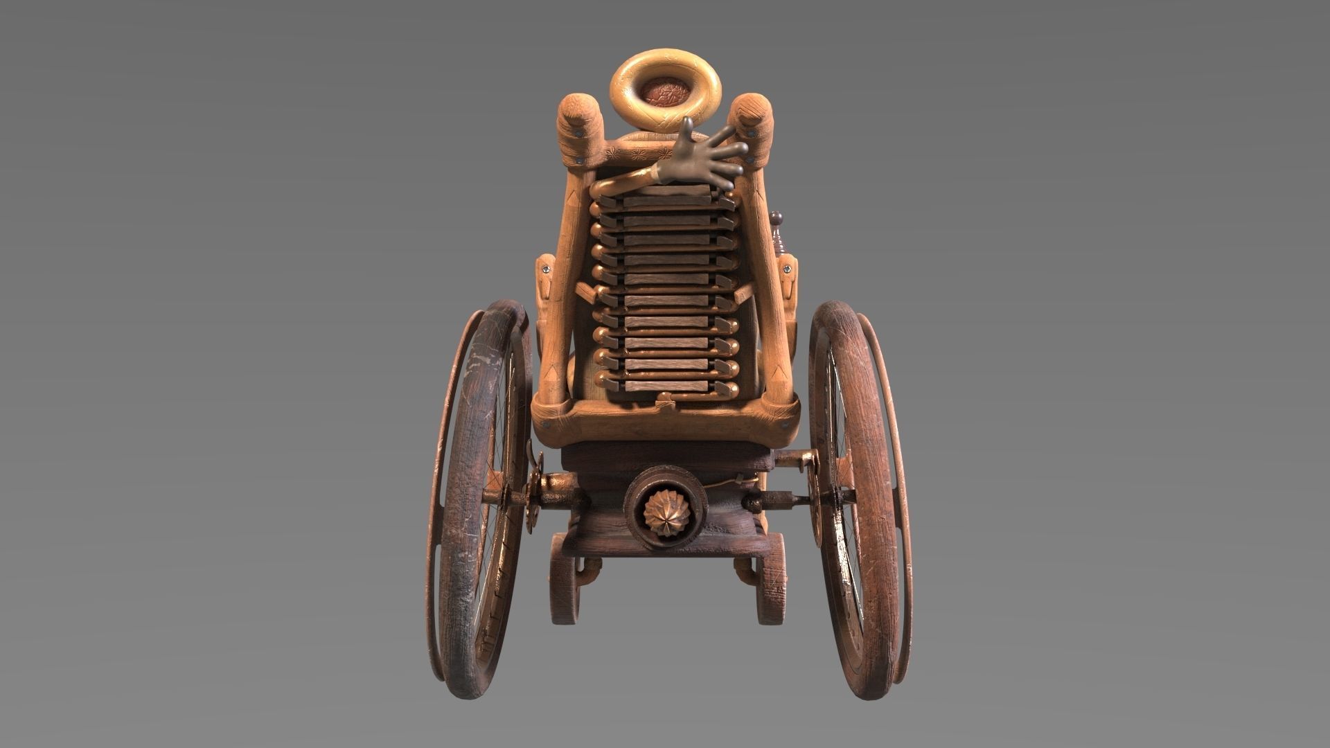 Wheelchair wooden 3D model_28