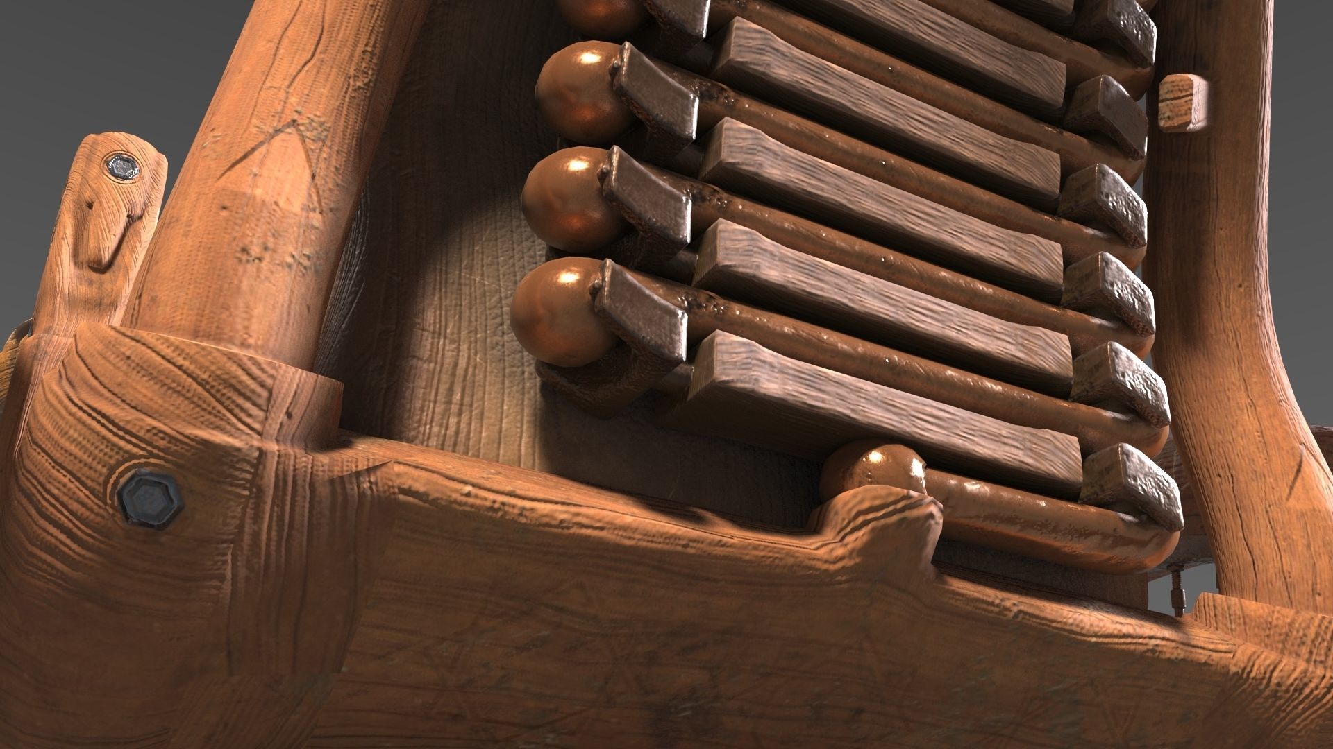 Wheelchair wooden 3D model_36