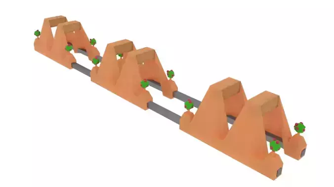 Low Poly Park Garden Roof Bridge With Plants Free low-poly 3D model
