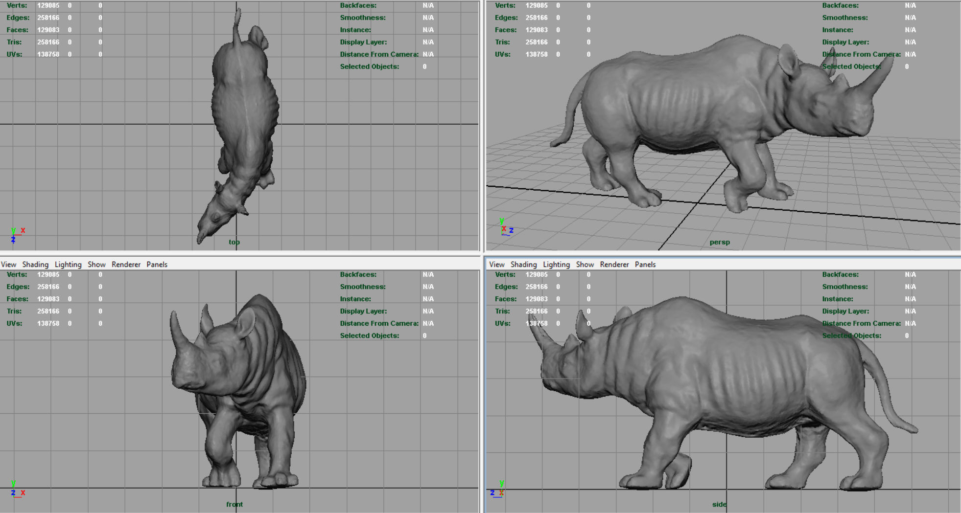 White rhinoceros Low-poly 3D model_4