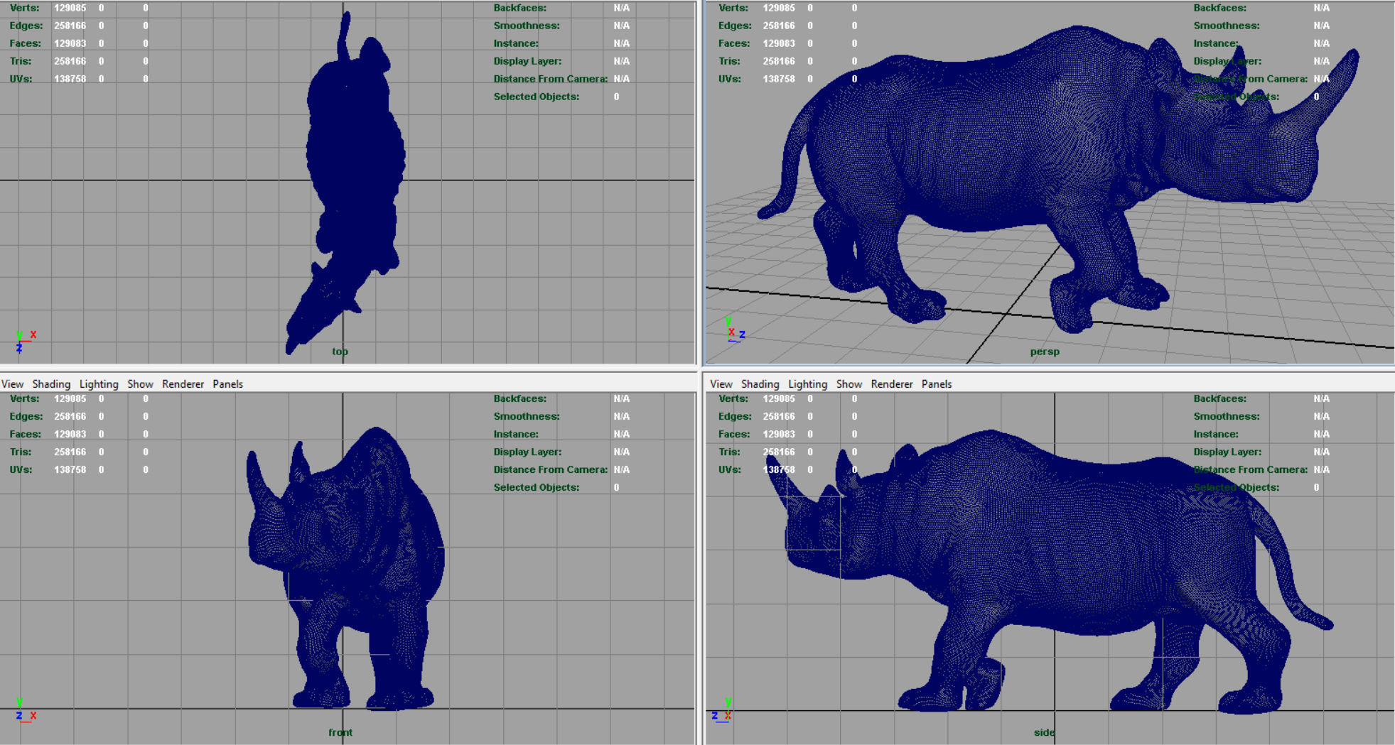 White rhinoceros Low-poly 3D model_6