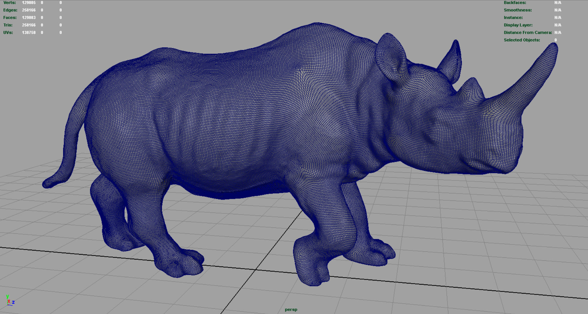 White rhinoceros Low-poly 3D model_2