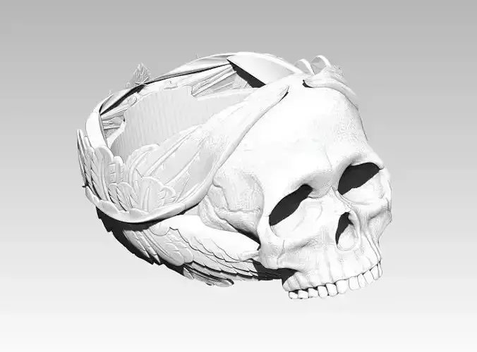 Wings skull ring