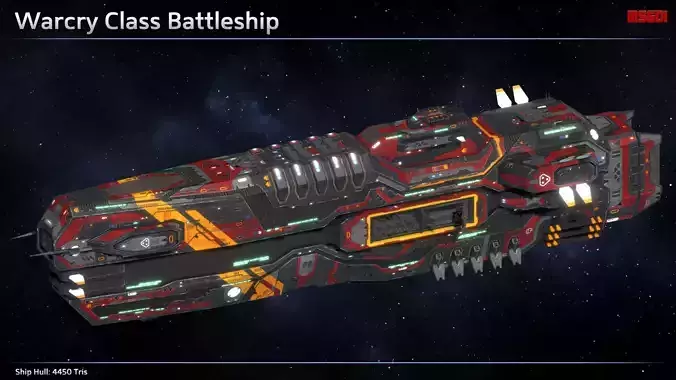 Spaceship Battleship Warcry Low-poly 3D model