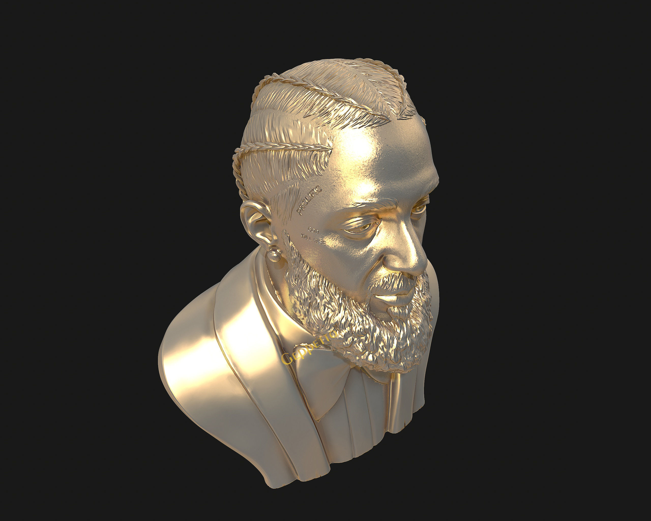 Nipsey Hussle 3D Bust Sculpture  3D print model_22