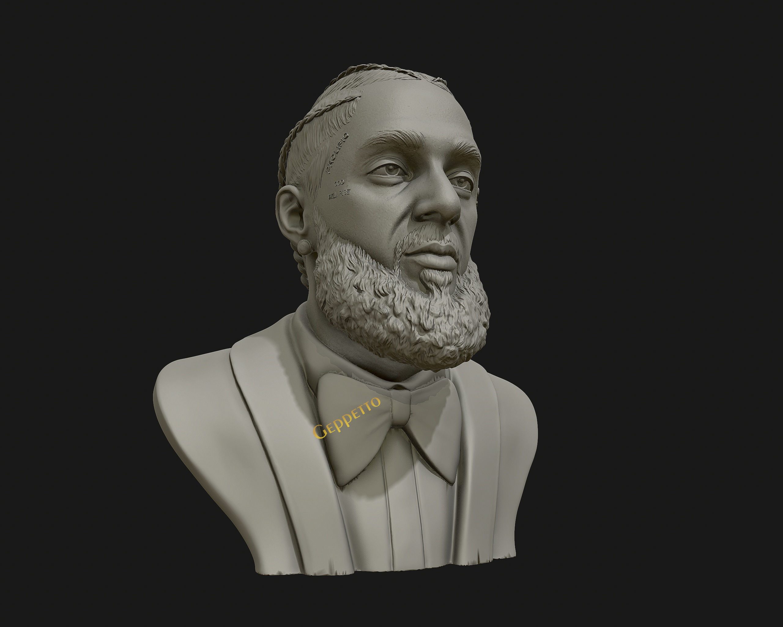 Nipsey Hussle 3D Bust Sculpture  3D print model_16