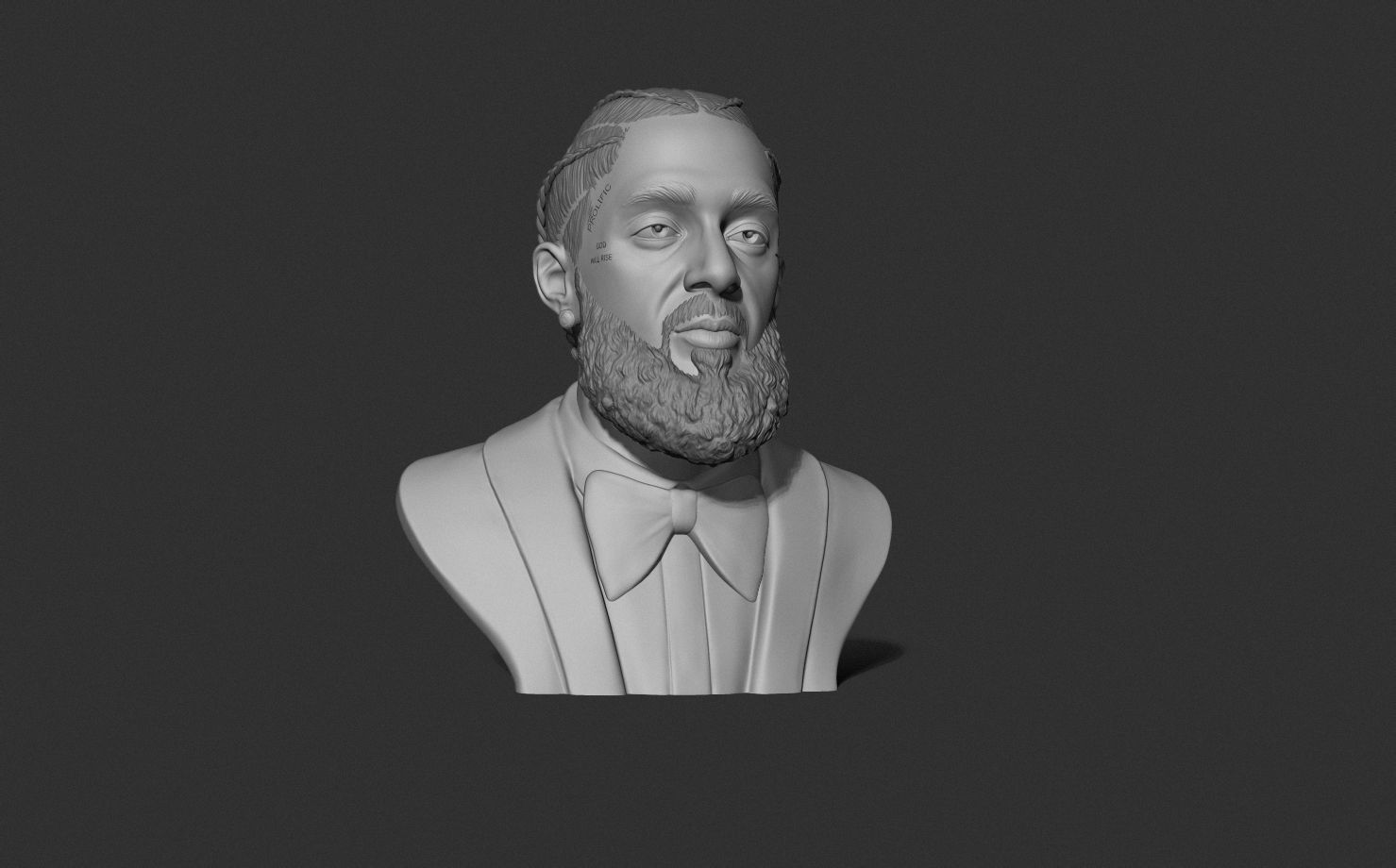 Nipsey Hussle 3D Bust Sculpture  3D print model_6