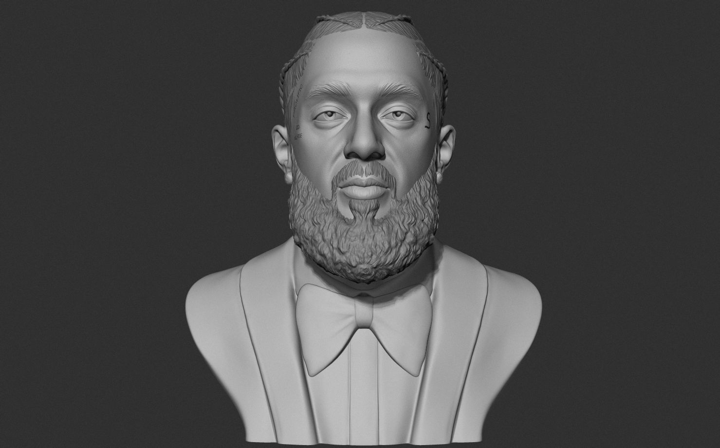 Nipsey Hussle 3D Bust Sculpture  3D print model_7