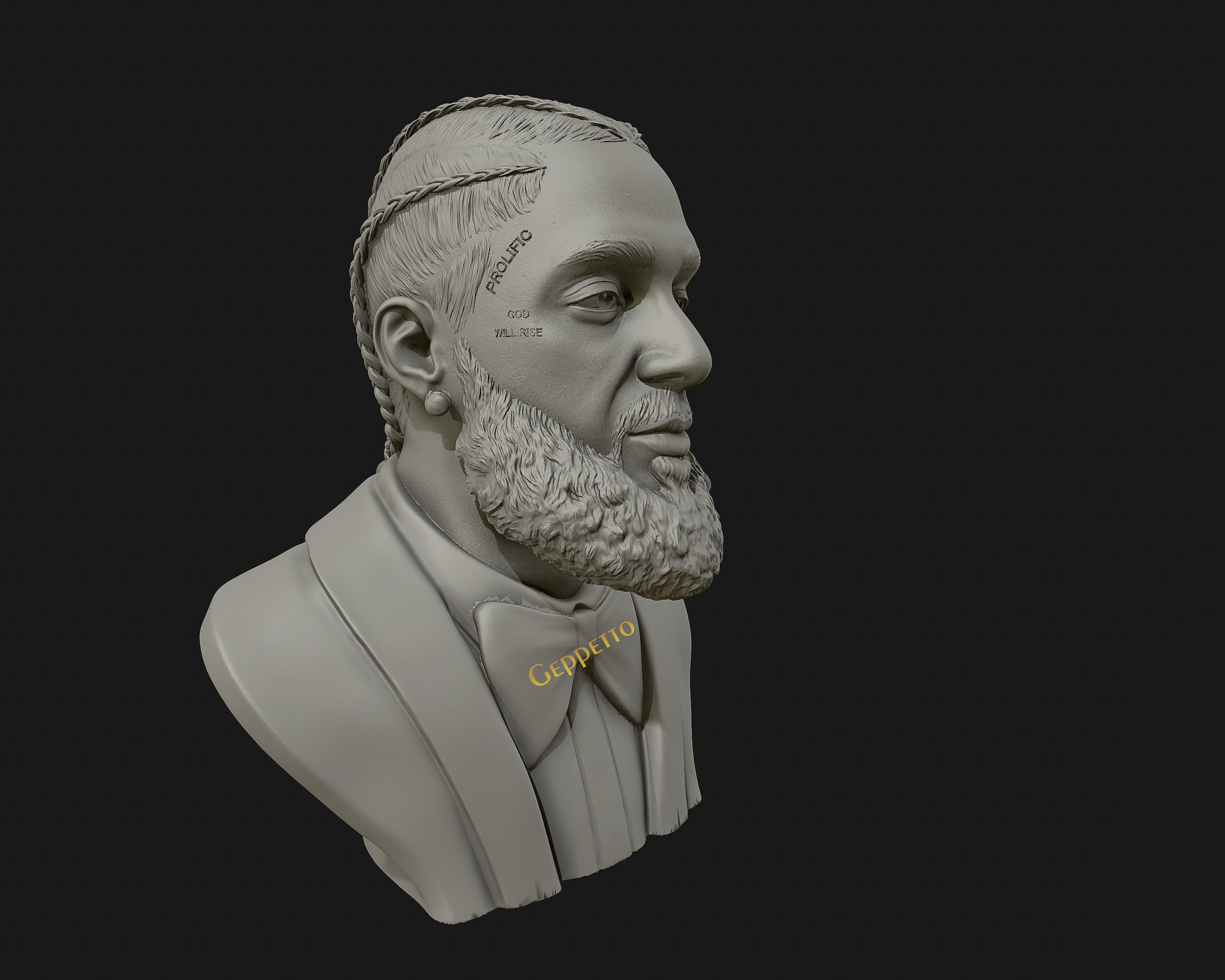 Nipsey Hussle 3D Bust Sculpture  3D print model_10